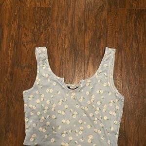 Blue Flower Crop Top From Shein